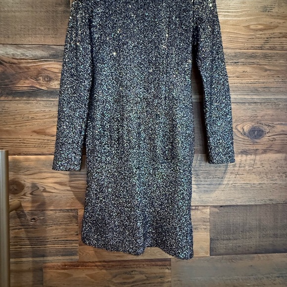 $245 Scotch & Soda Sequin Wrap Dress in Black - Picture 8 of 11